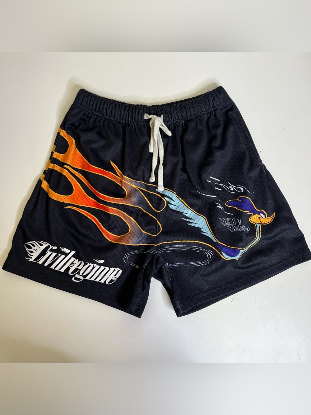Civil Regime X Roadrunner Racing Mesh Shorts In Black - Size Medium